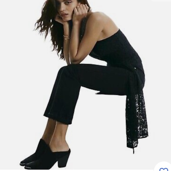 Anthropologie NWT Mare Mare Black Corseted Lace Adjustable Hem Tube Top Size M. - Picture 2 of 6